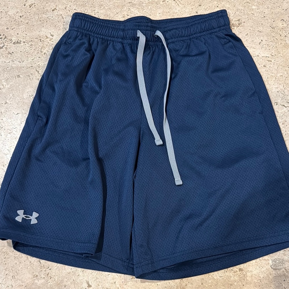 Under Armour Blue and Gray Athletic Shorts with Moisture-Wicking Fabric